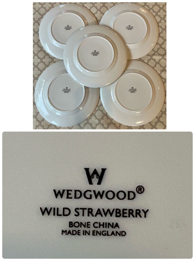 【美品】ウェッジウッド★ワイルドストロベリー★フルリムプレート　5枚