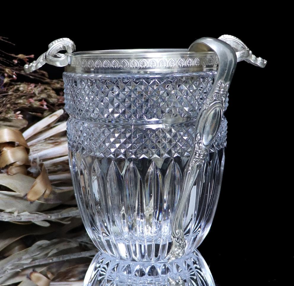 オールド・バカラ 1890年 銀装飾 アイスペール 1.2kg 貝殻 シルバー