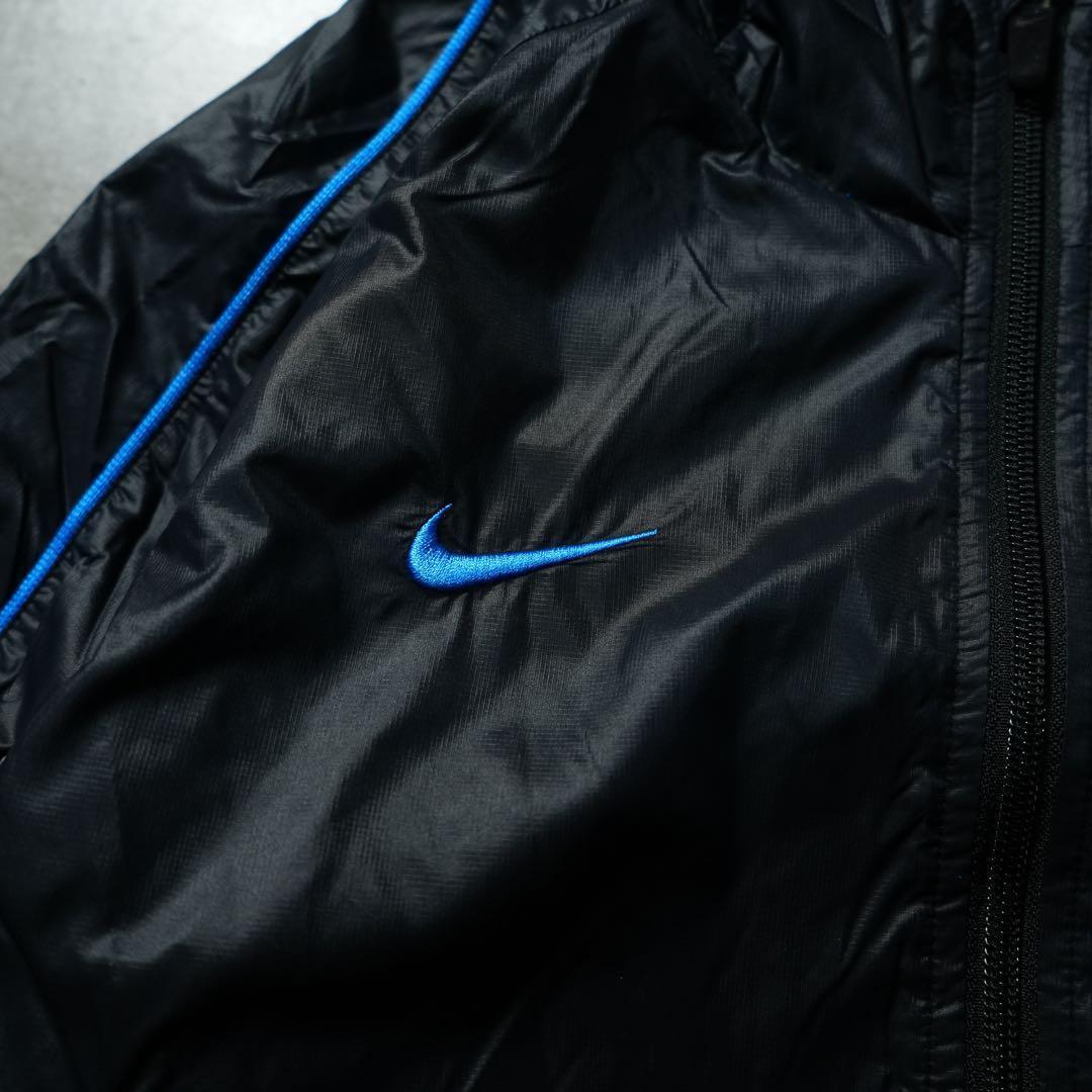 00s y2k NIKE フードナイロンジャケット 刺繍ロゴ 流線形 テック系
