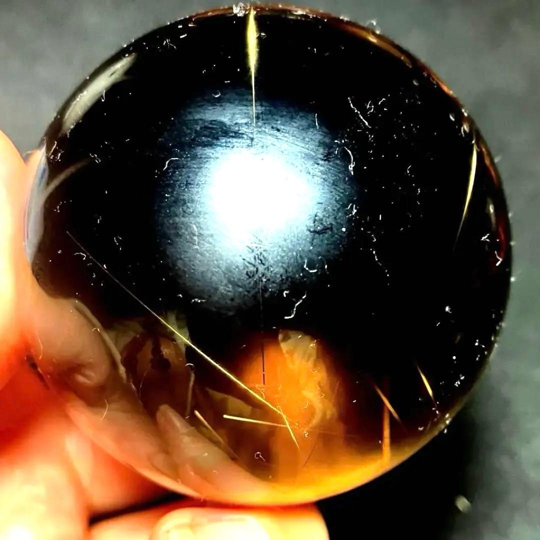 超大玉　60mm ゴールドルチルクォーツ　丸玉　スフィア　金針水晶