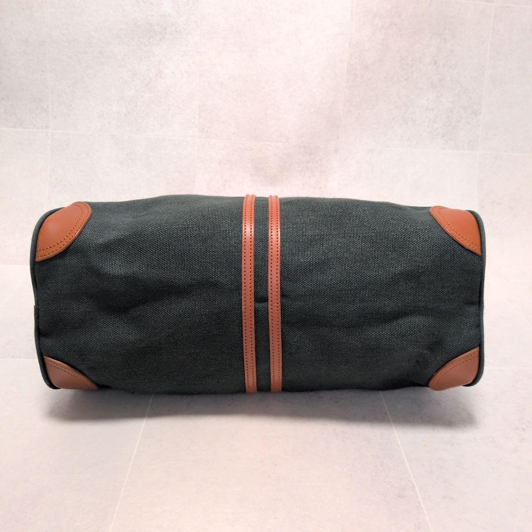 【極美品】一澤信三郎帆布 ボストンバッグ 緑麻 麻帆布×レザー 京都 日本製