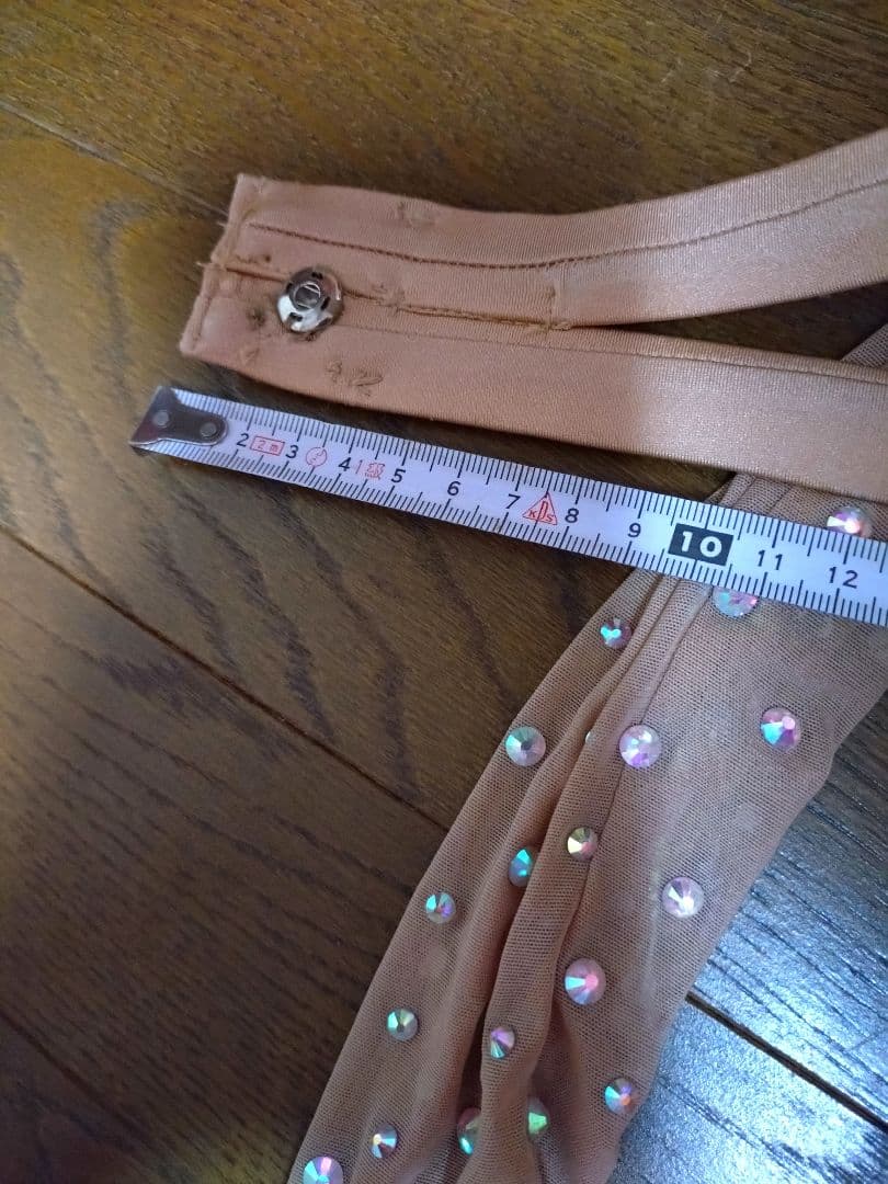 ベリーダンス衣装 ベージュ ブラック アーム付