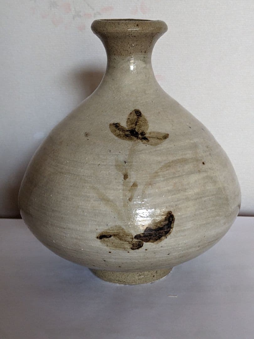 ♦朝鮮 韓国陶磁 鉄絵 秋草文 刷毛目 酒器 徳利 コレクション 骨董品