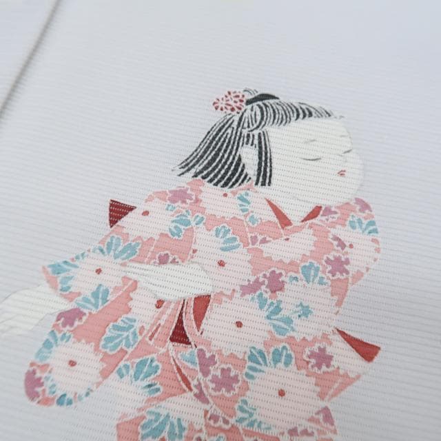 夏着物 正絹 絽“お顔にこやか、ルンルンの童子とあなた♪”訪問着 N-33