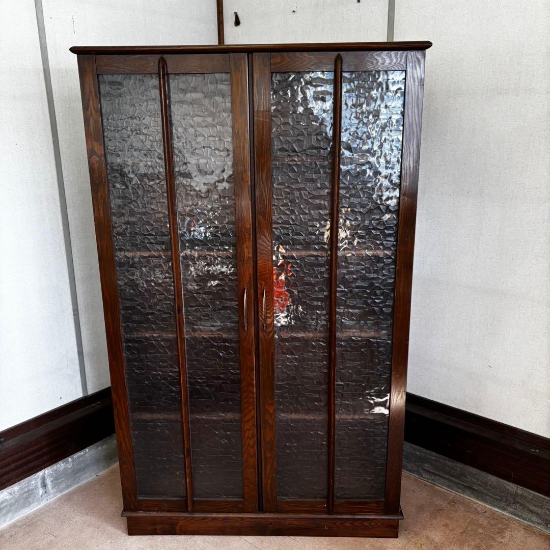 アンティーク家具 ガラス戸棚 キャビネット 本棚 ヴィンテージ家具 昭和レトロ