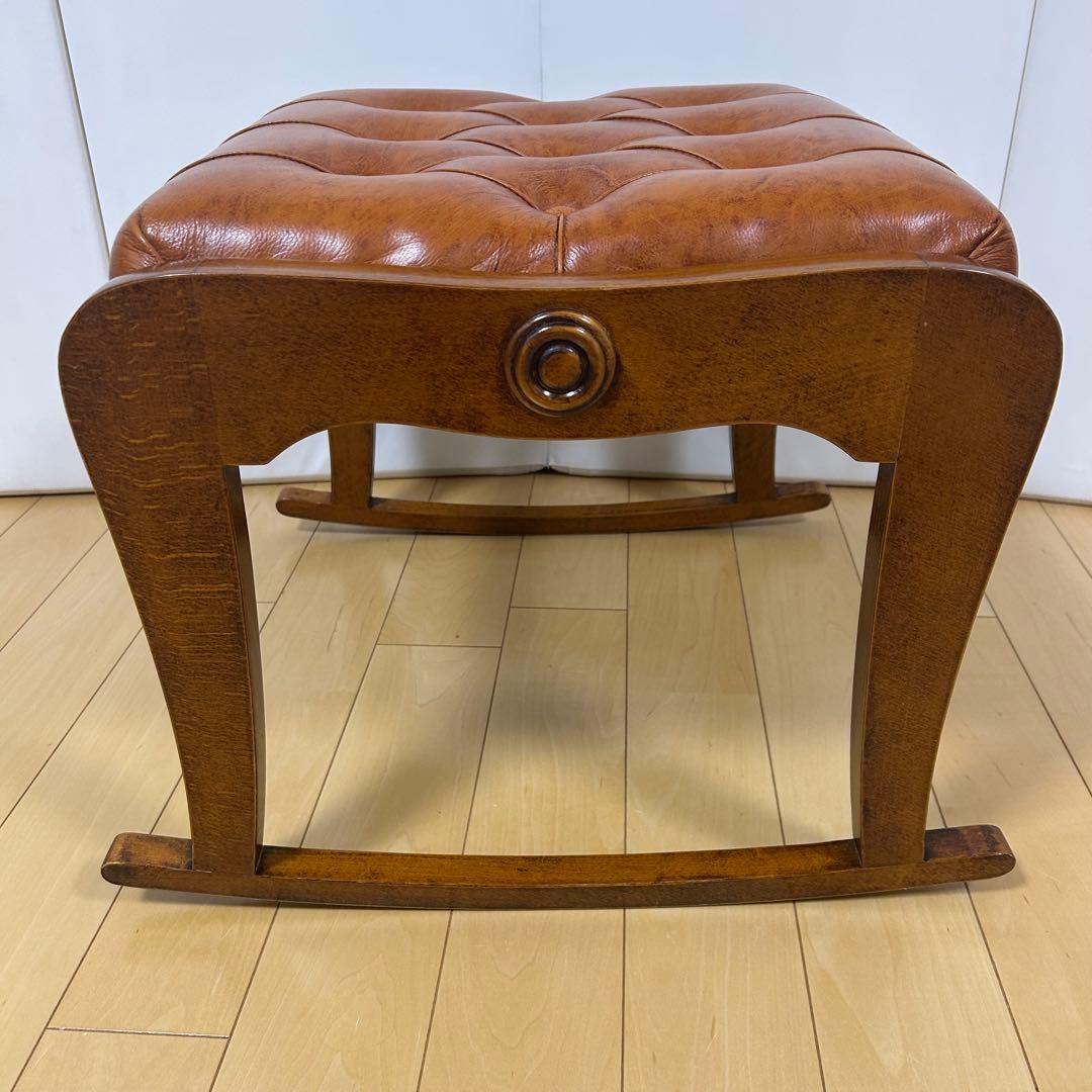 イタリア製　ロッキングチェア　希少オットマン　アンティーク　ブラウンレザー