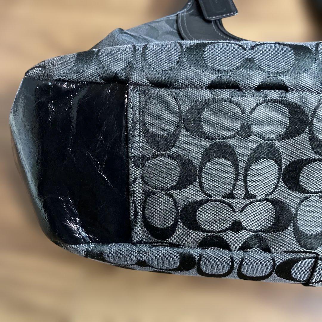COACH コーチ シグネチャー ワンショルダーバッグ がま口 ブラック