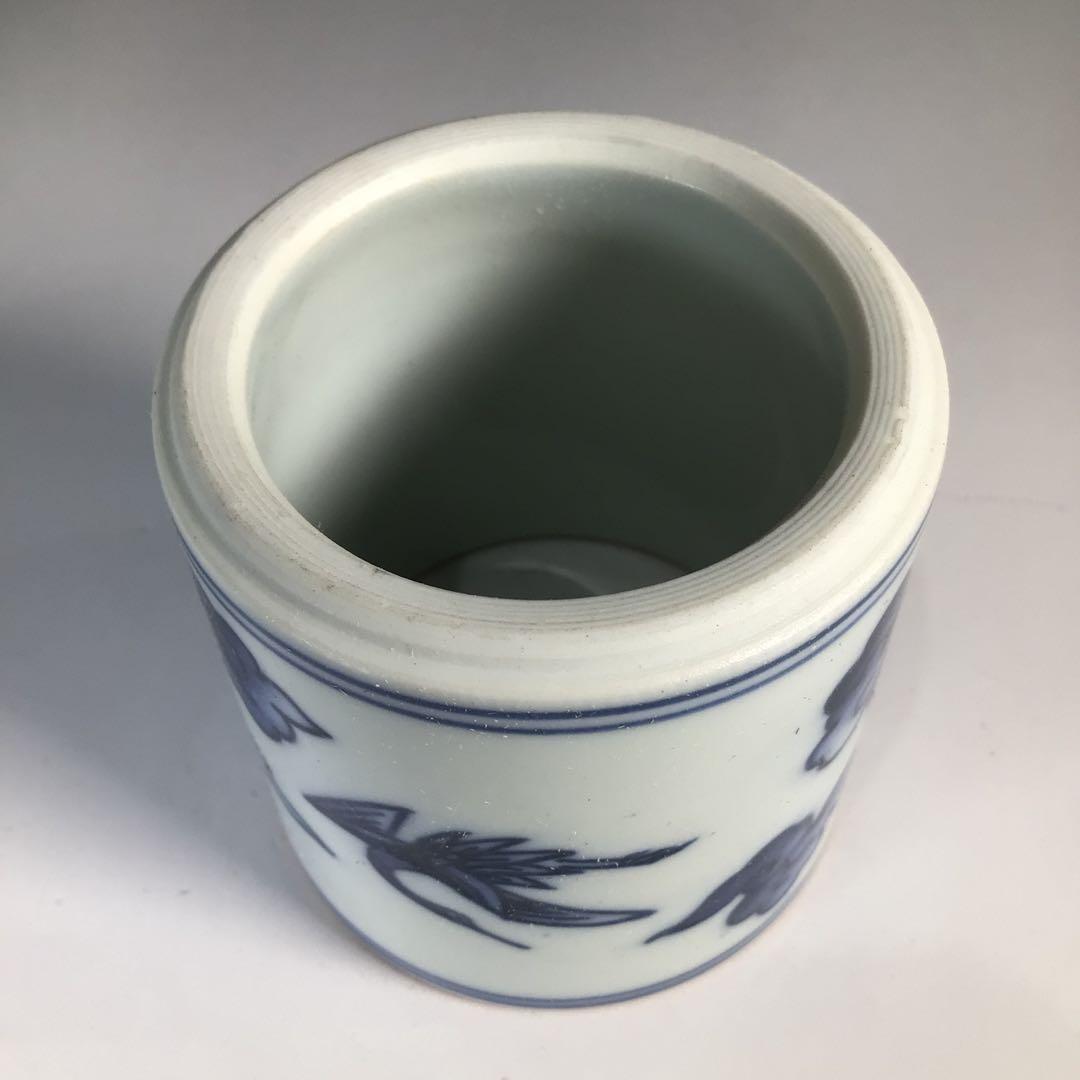 Ｎ７２１　皆具　『手塚玉堂造』『染付雲鶴文』『水指　建水　蓋置　杓立』　共箱