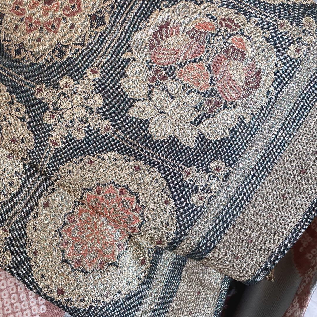 訪問着+長襦袢　フルセット　桜　相良刺繍　絞り　亀甲紋様　入学式　卒業式　Q5