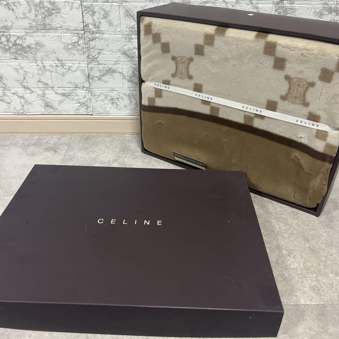 【新品未使用】CELINE アクリル毛布 140x200cm マカダム柄