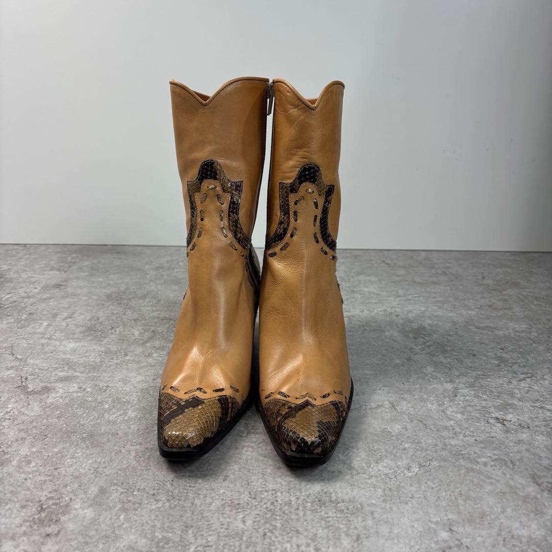 サルトル SARTORE レザー ウエスタンブーツ イタリア製 蛇柄 37