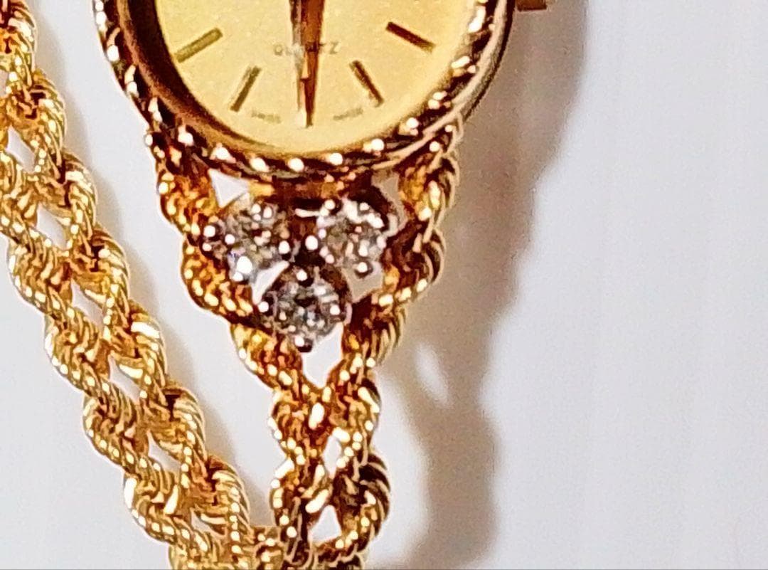 【希少】14金無垢　腕時計　レディース JAGUAR ダイヤ 6ピース