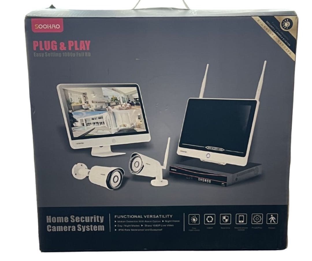 SOOHAO WIFI 防犯カメラ２台 セット モニター付き　容量 2T 人気