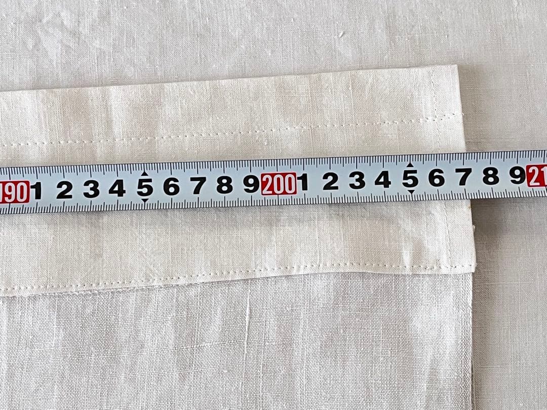 【美品】フランスアンティーク BR手刺繍 ホワイトフリルカフェカーテン 3374