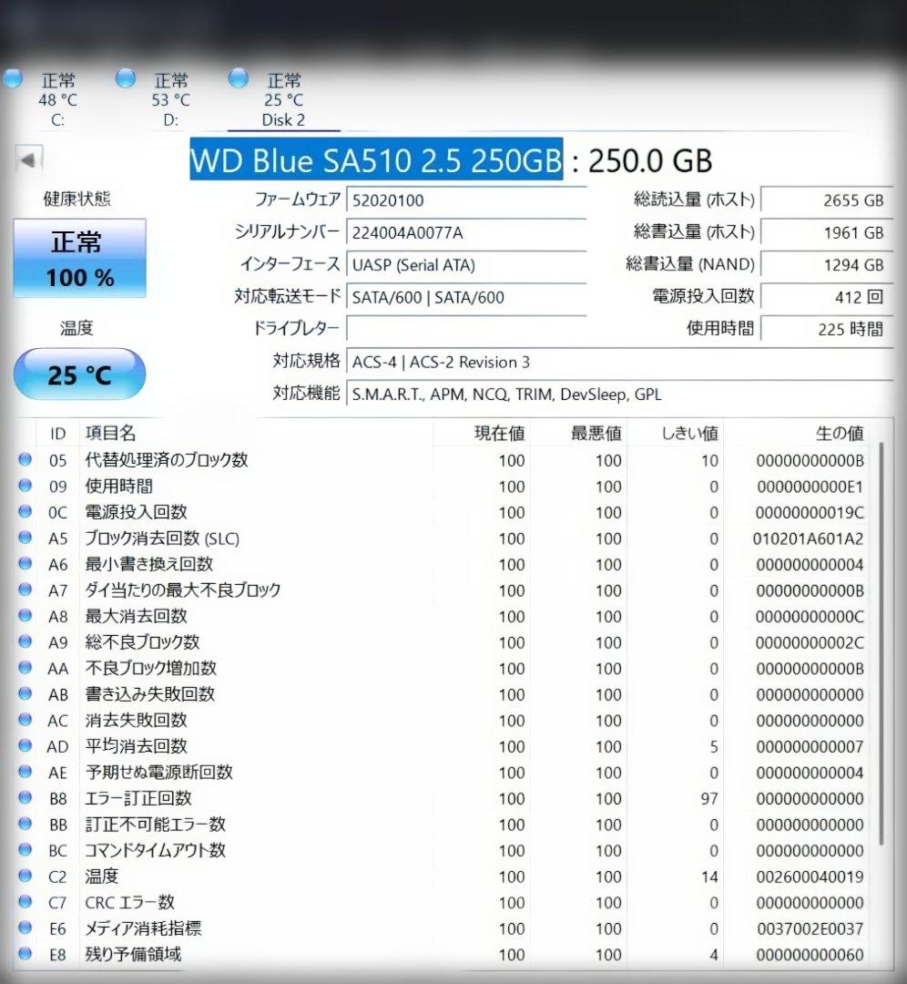 SSDまとめ売り 5点(NVMe512/256GB/SATA 250GB×2)