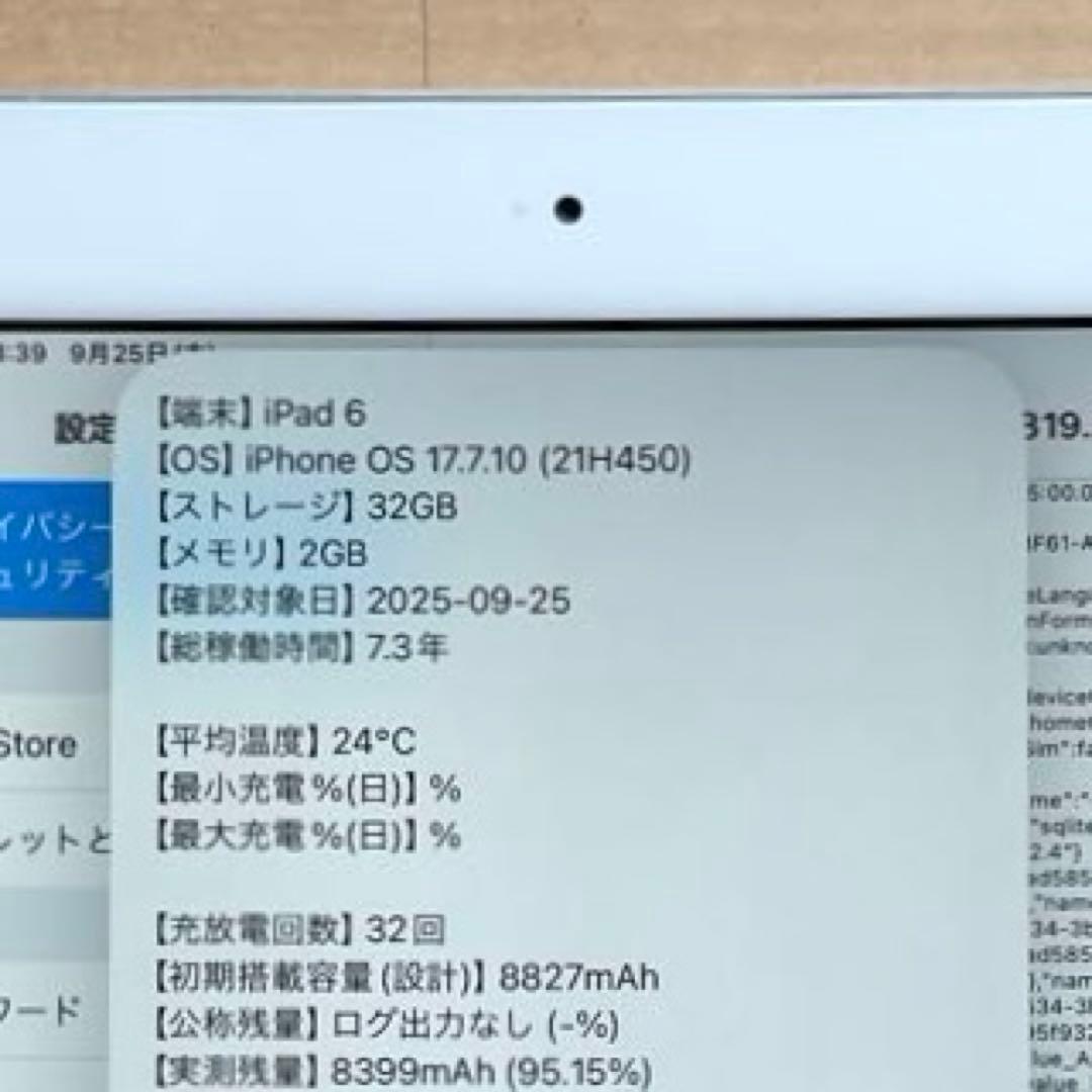 iPad 第6世代　A1893　Wi-Fiモデル　シルバー　32GB 美品　#9