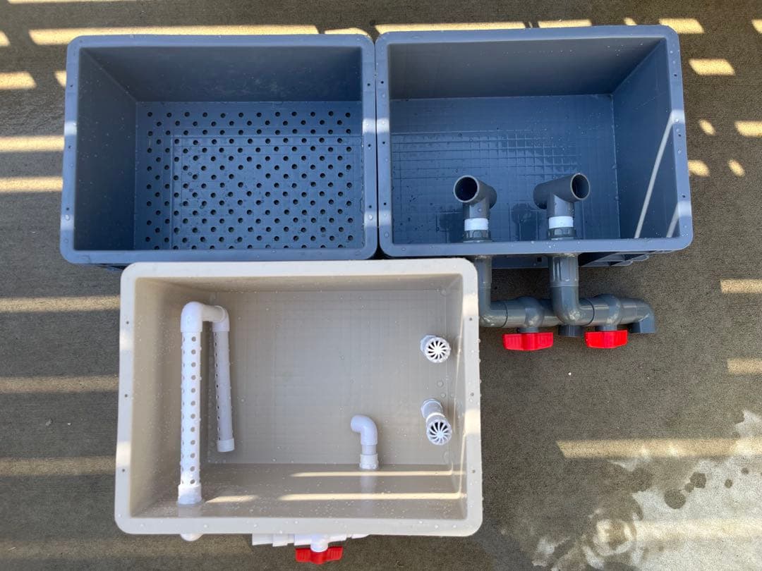 大型水槽用沈殿物理生物一体型濾過槽　水中ポンプ　バイオスポンジフィルター付き