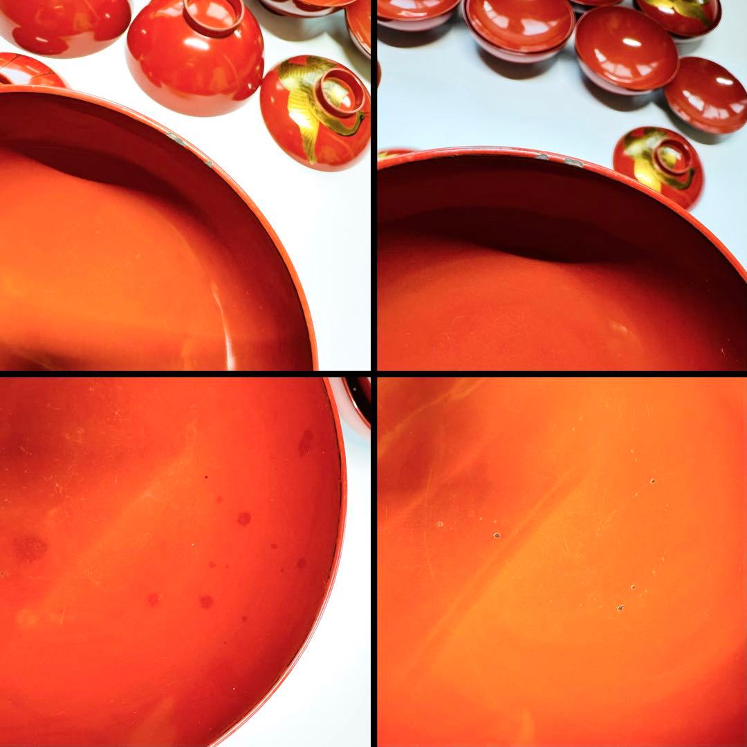 漆器輪島塗　蒔絵金彩細工鶴文　木製　蓋付椀　お煮物椀　吸物椀　10客　骨董品