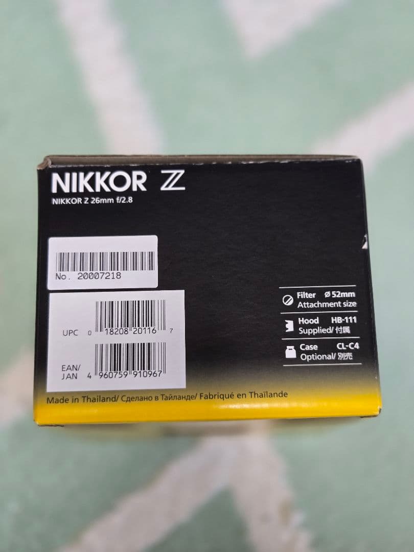 NIKKOR Z 26mm f/2.8 単焦点レンズ フード、元箱、説明書付き