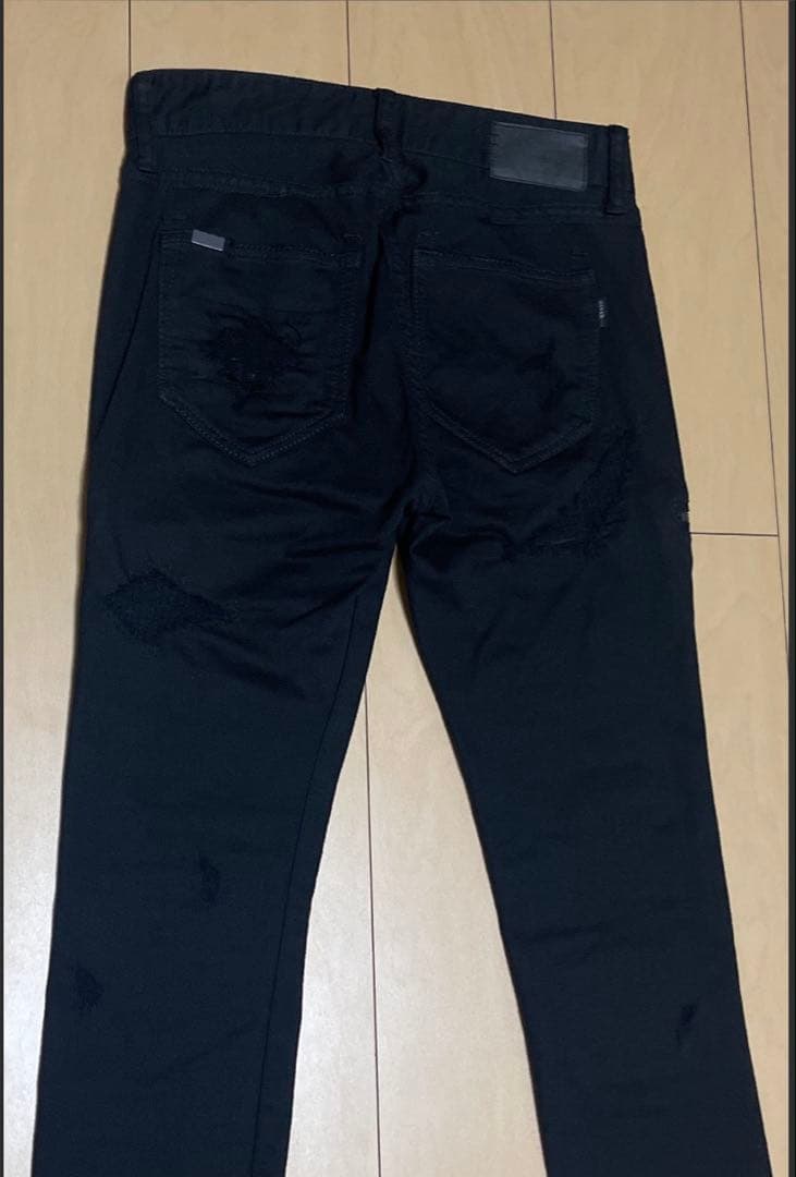 専用品 00s CIVARIZE スタッズ ダメージ ジップ スキニーデニム 黒