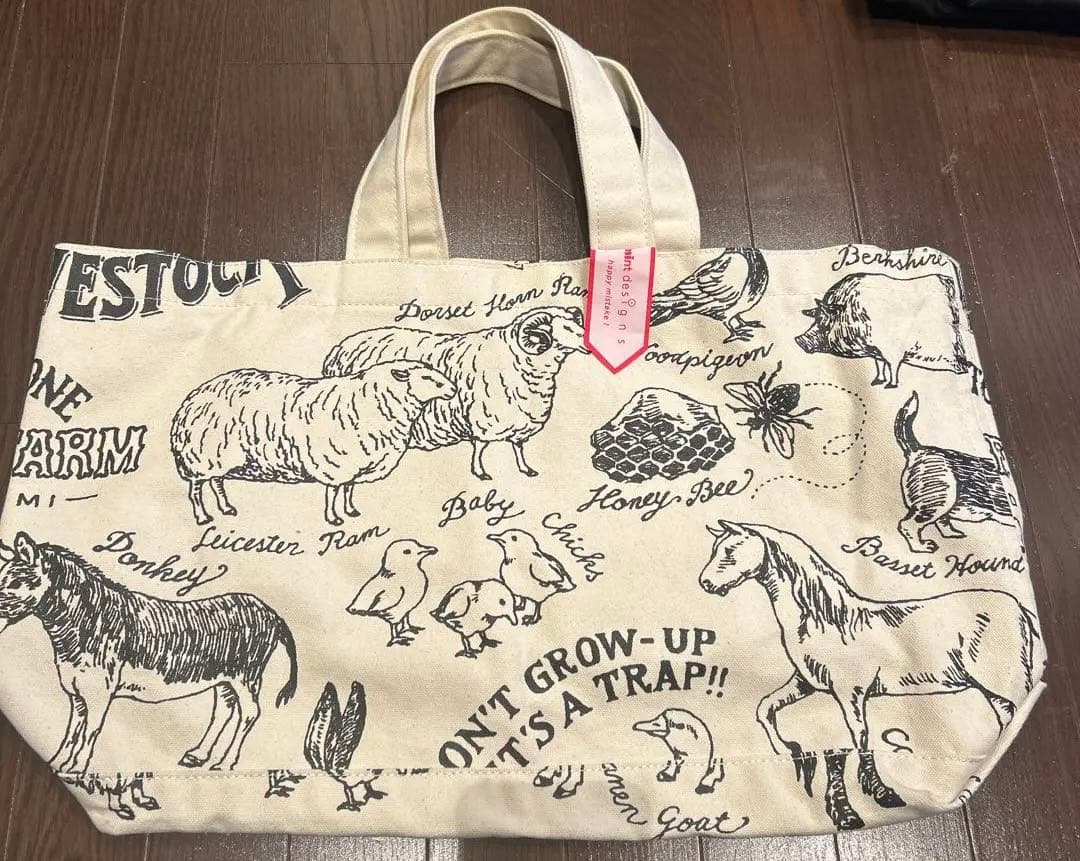 美品☆ミントデザイン トートバッグ 大きめ