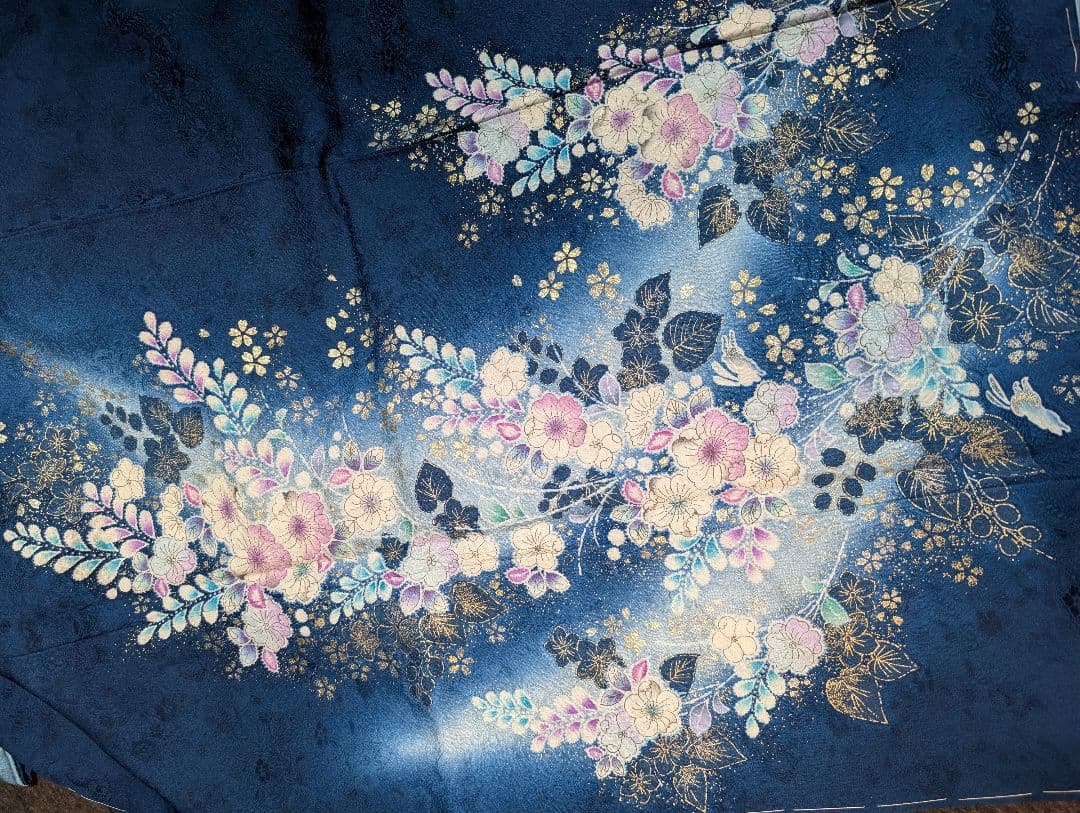 最終値下げ（新品未着用正絹 辻が花付下げ訪問着＆洗える長襦袢　濃納戸色　翠山工房