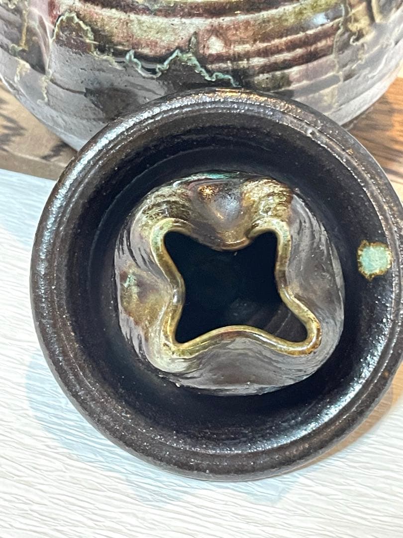 未使用品　信楽焼手作り土瓶型花瓶　飾り物　インテリア　195