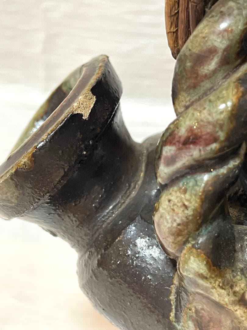 未使用品　信楽焼手作り土瓶型花瓶　飾り物　インテリア　195