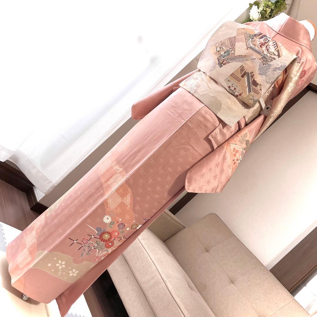 ピンク 友禅 4点 フルセット 訪問着 入学式 卒業式 入園式 春 秋 冬