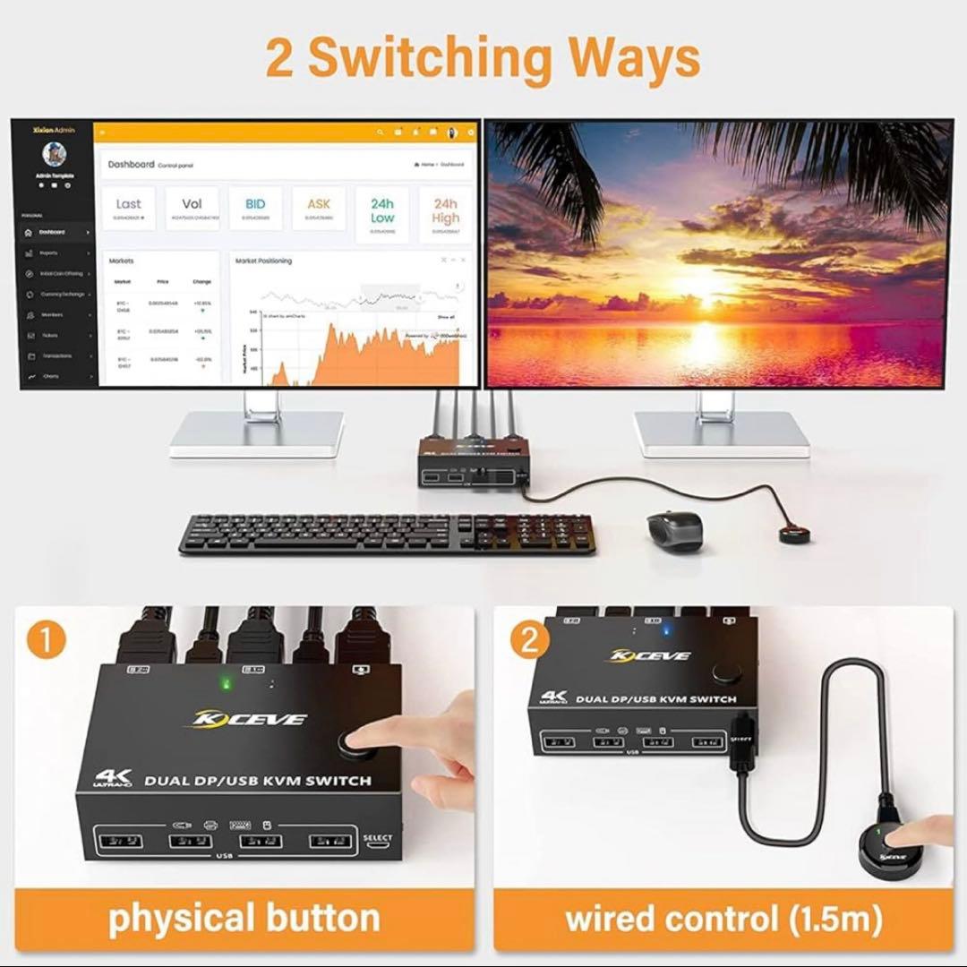 残り1点⭐️スイッチ2 コンピューター 2モニターディスプレイポーUSBKVM
