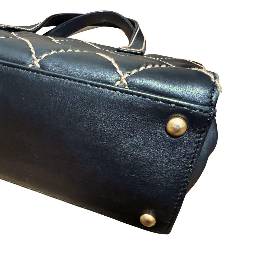 美品CHANEL トートバッグ ワイルドステッチ ブラック レザー キルティング