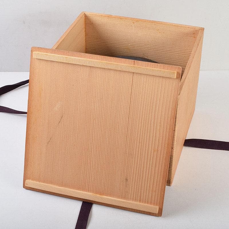 茶道具　人間国宝　釜師　高橋敬典作　菊桐文　平丸政所釜　共箱　V　R9044B