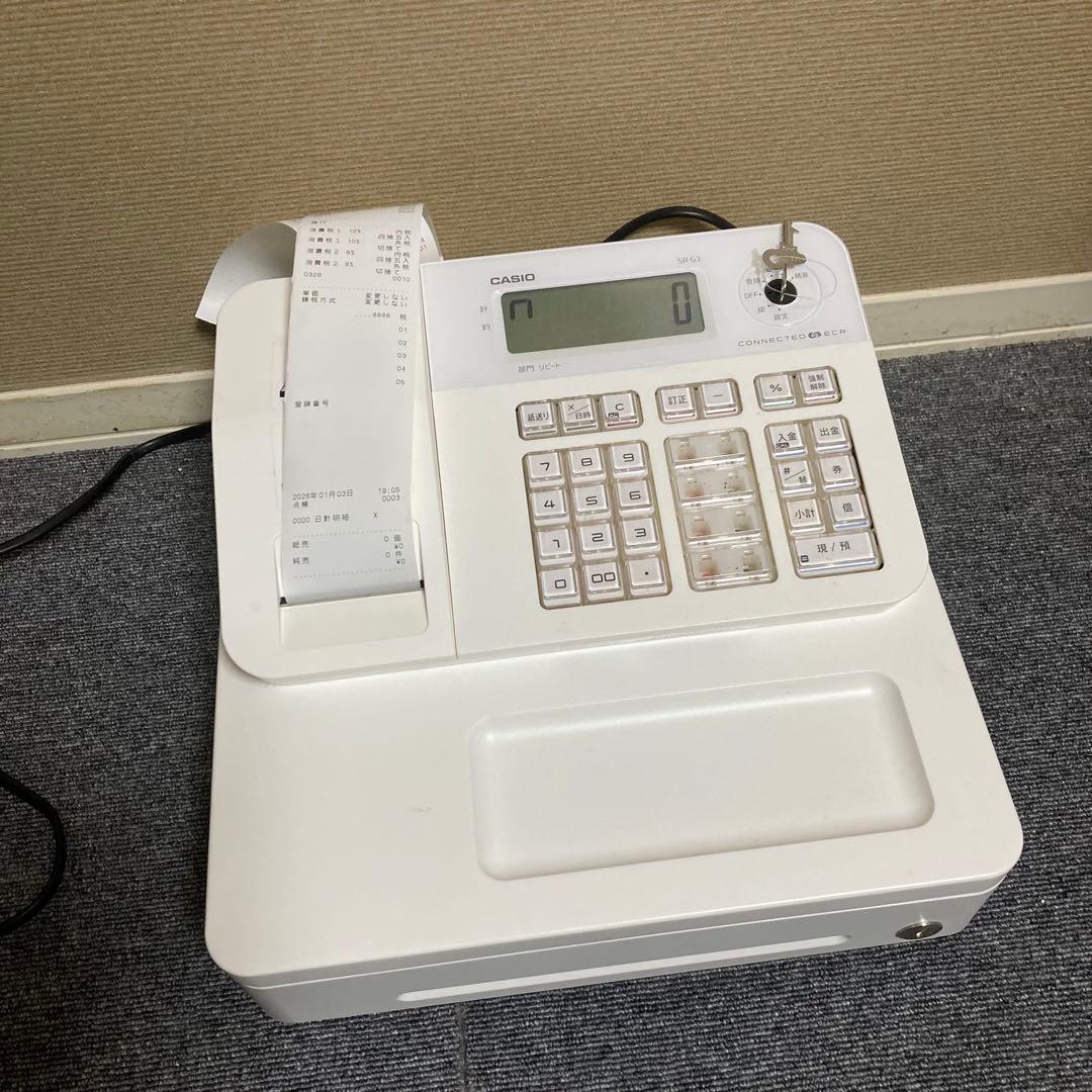 美品　CASIO レジ　SR-G3 ホワイト　スマホ連動　動作チェック済み