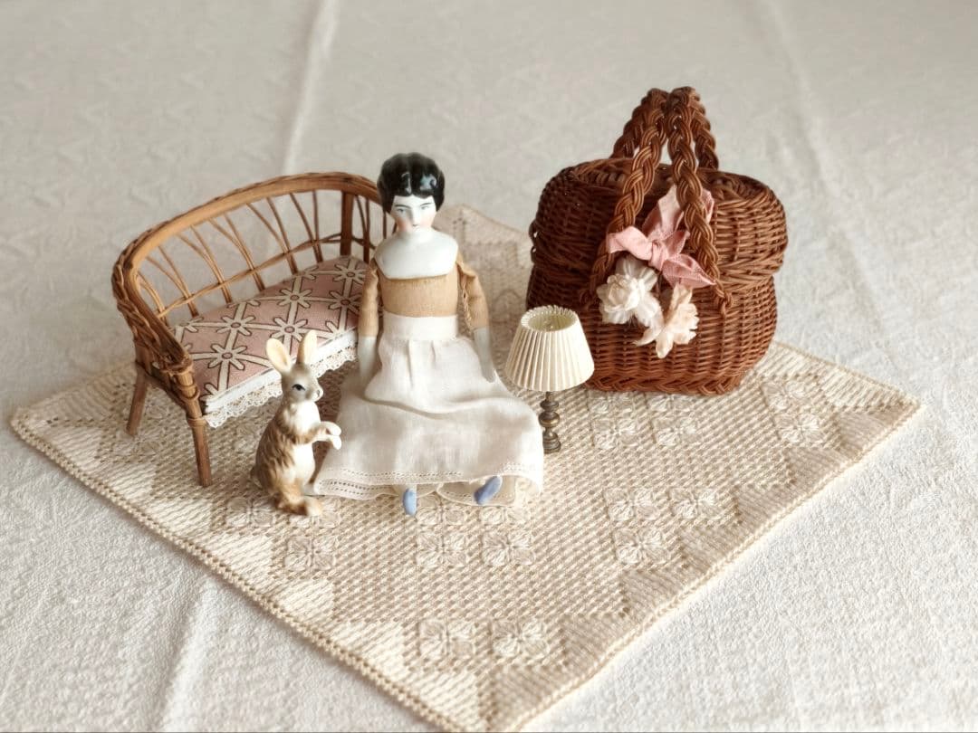 【プップさま】antique doll panier ❀ 小さなバスケット カゴ