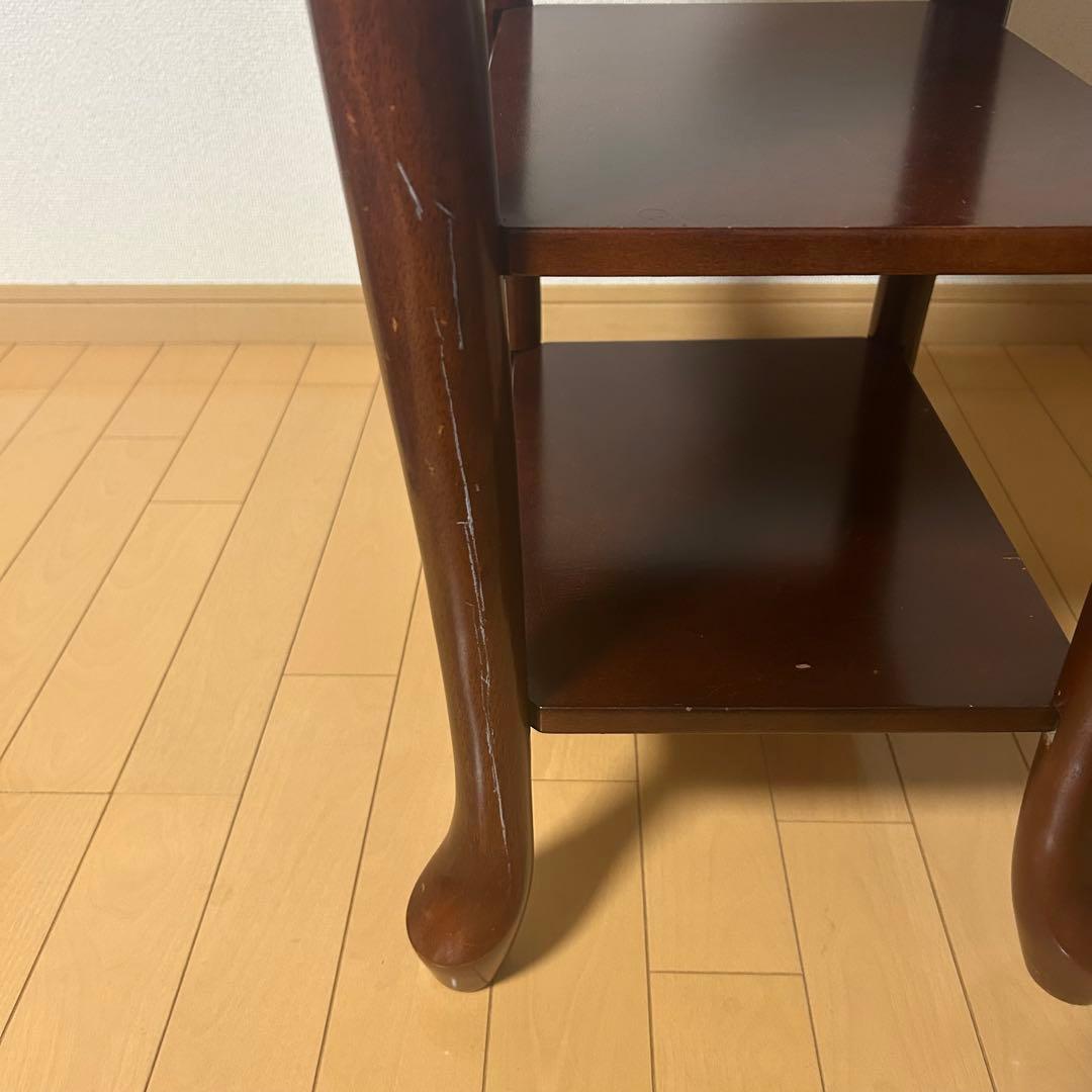 イトーヨーカ堂 ビンテージ アンティーク家具 木製サイドテーブル ブラウン 猫足