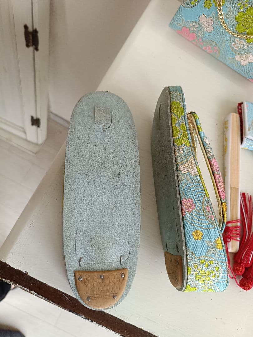 新品着物☆クリーム色大きな花模様着物☆作り帯フルセット