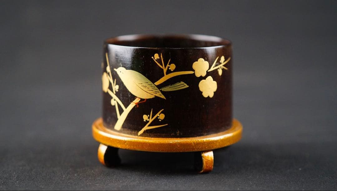 中村宗悦　初音蒔絵　鳥篭型茶器　共箱