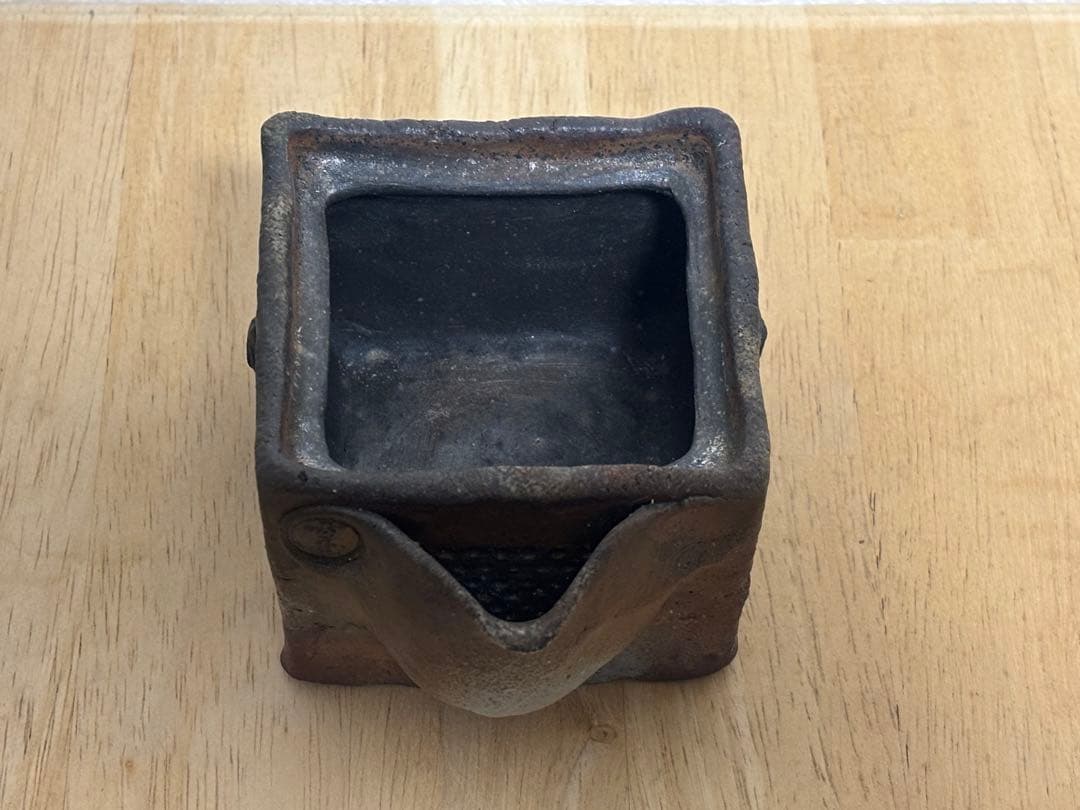 75.備前焼 宝瓶 登り窯 龍 りゅう 4角 手びねり 急須