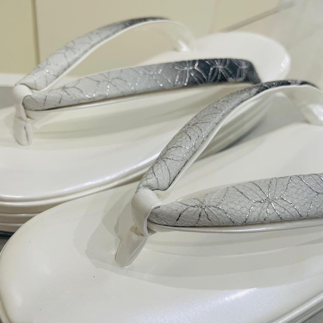 和装用 バッグ・草履（Lサイズ）セット（濃紺・ホワイト）シルバーレース 成人式