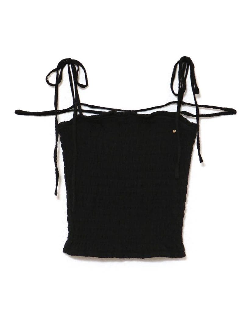 トップス andmary Shirring ribbon camisole black