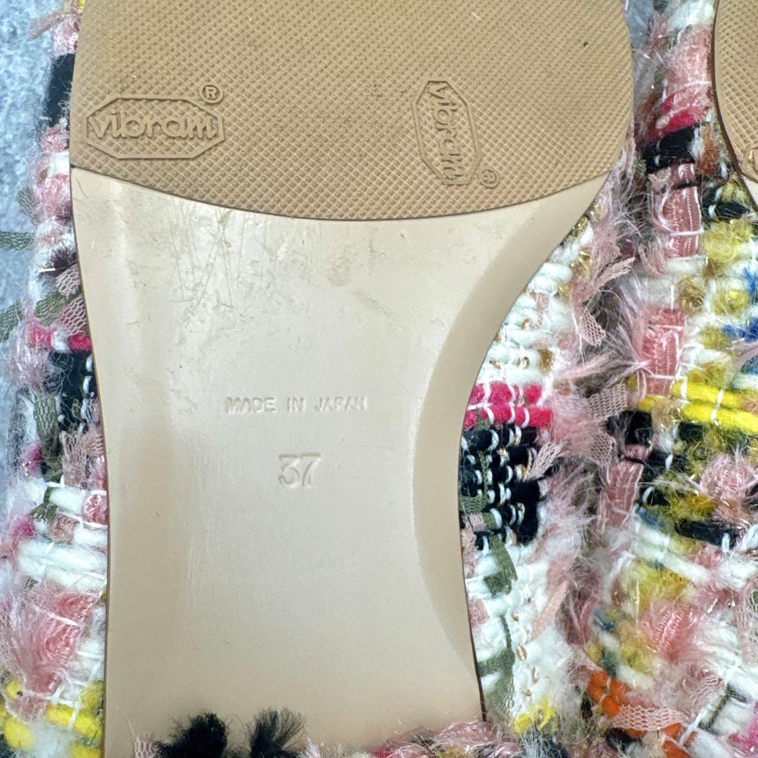 靴 PIPPICHIC Tweed ANNA V JEWERLY Flats 37