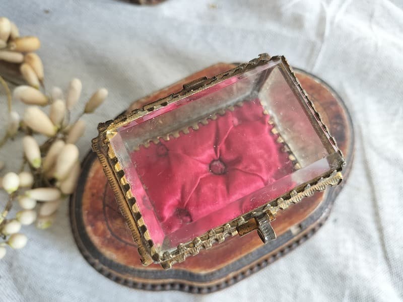 フランス アンティーク クリスタル 5面 ジュエリーケース 1900年　美品