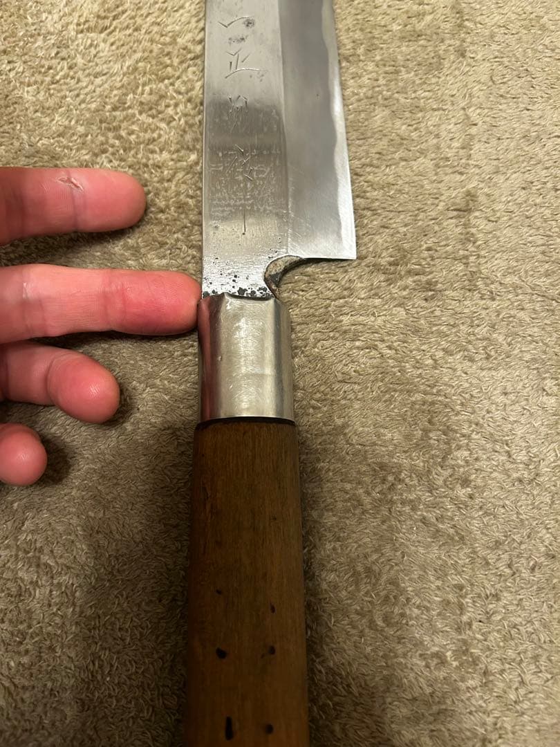 白二鋼　骨切り包丁　片刃　尺寸　約30cm