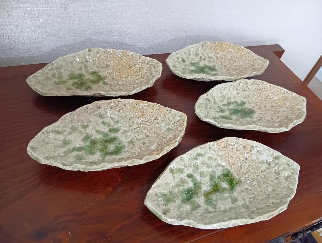 蓮善隆　灰釉平向付５客セット（伊賀焼）