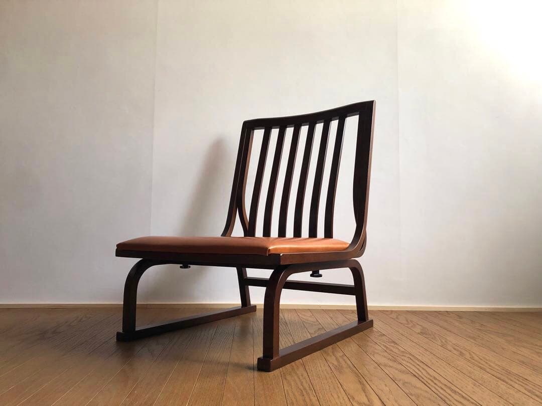 秋田木工社製 低座椅子 革張り ジャパニーズモダン ヴィンテージ 和家具 古民家