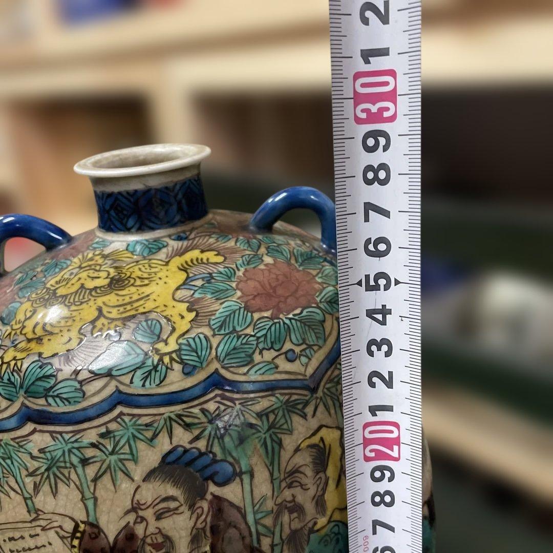 九谷焼陶器 人物画　古い九谷　在名あり　骨董　中国人物画　日本古美術品