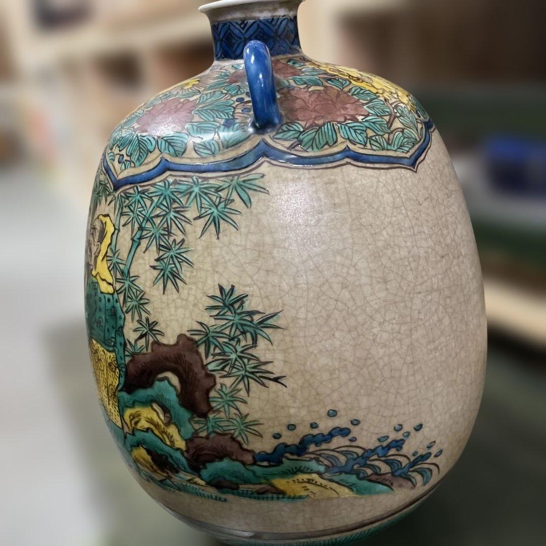 九谷焼陶器 人物画　古い九谷　在名あり　骨董　中国人物画　日本古美術品