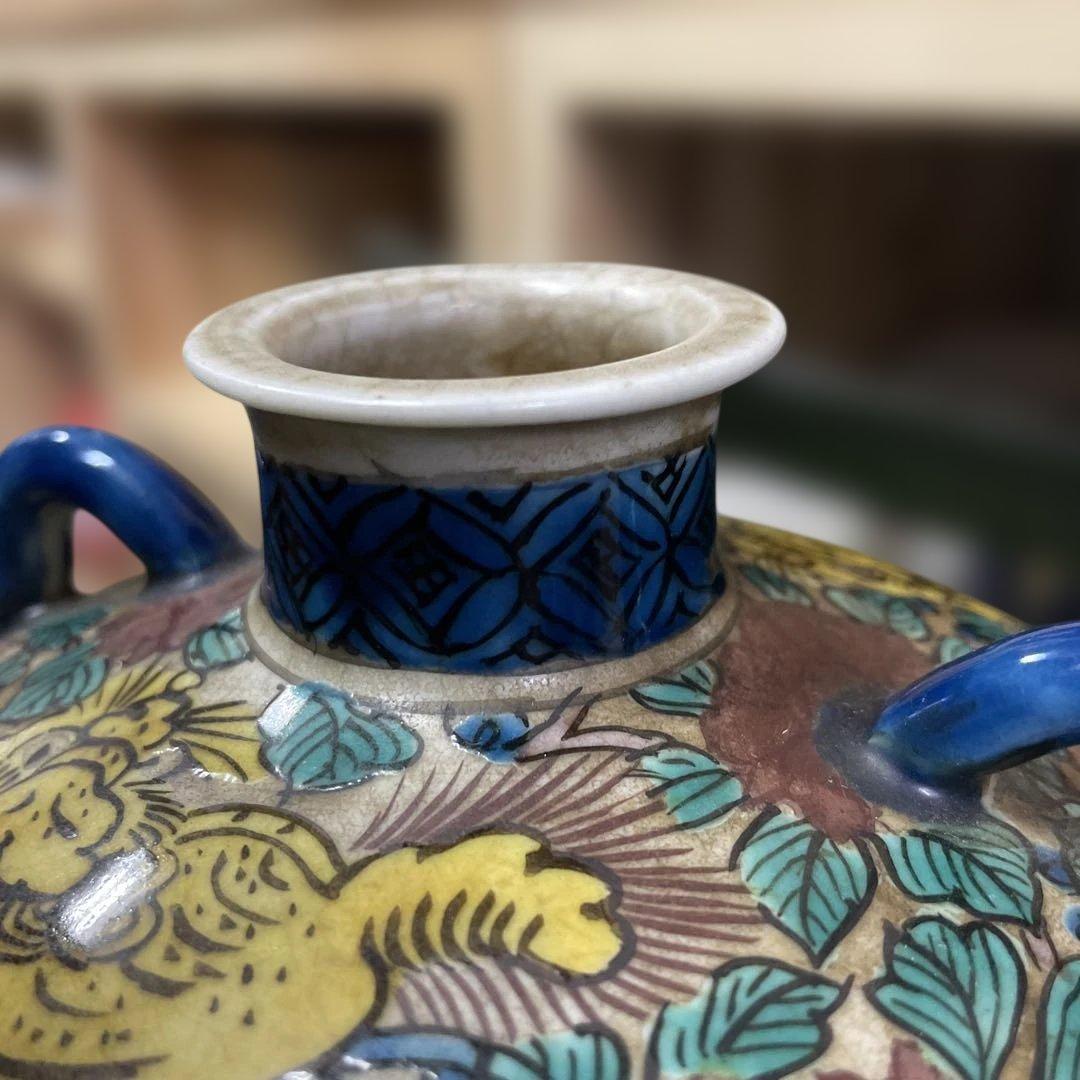 九谷焼陶器 人物画　古い九谷　在名あり　骨董　中国人物画　日本古美術品