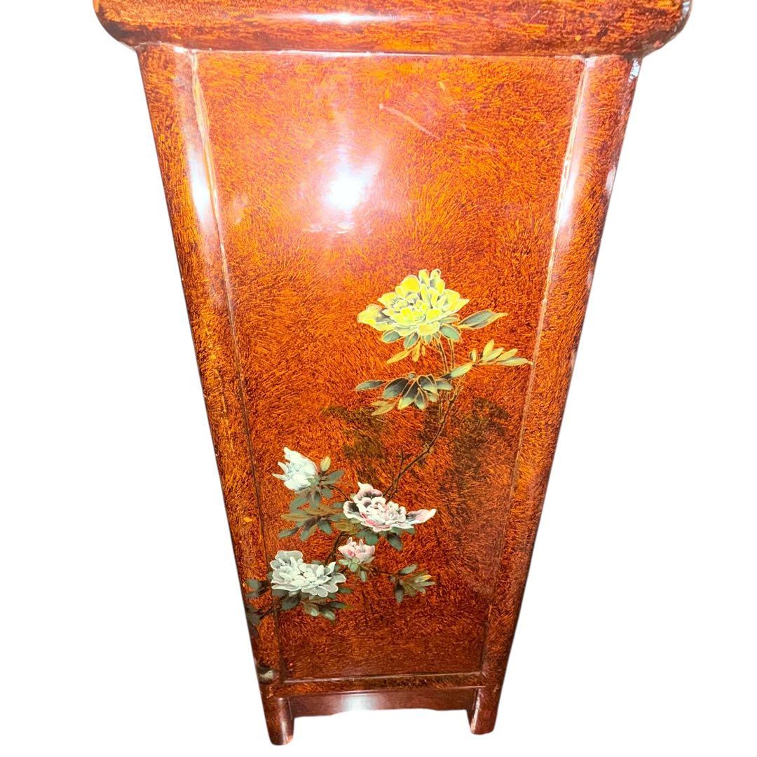 漆塗り調 花鳥図 和家具 収納棚 飾り棚 古家具 和モダン