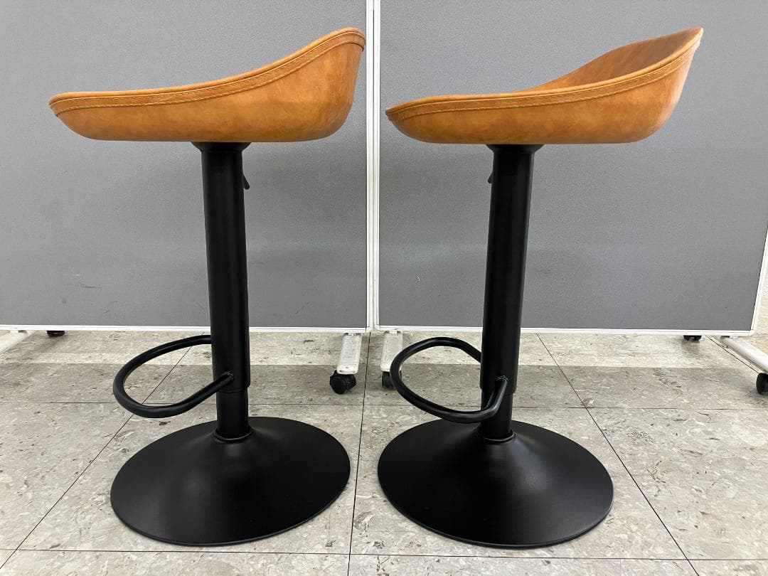 カウンターテーブルセット イス×2 ブラウン